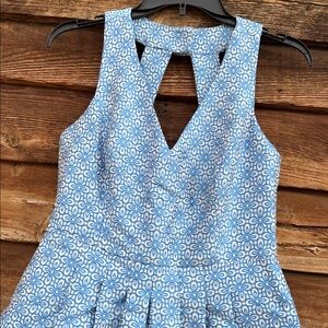 Banana republic caged back Blue Patterned Dress fully lined